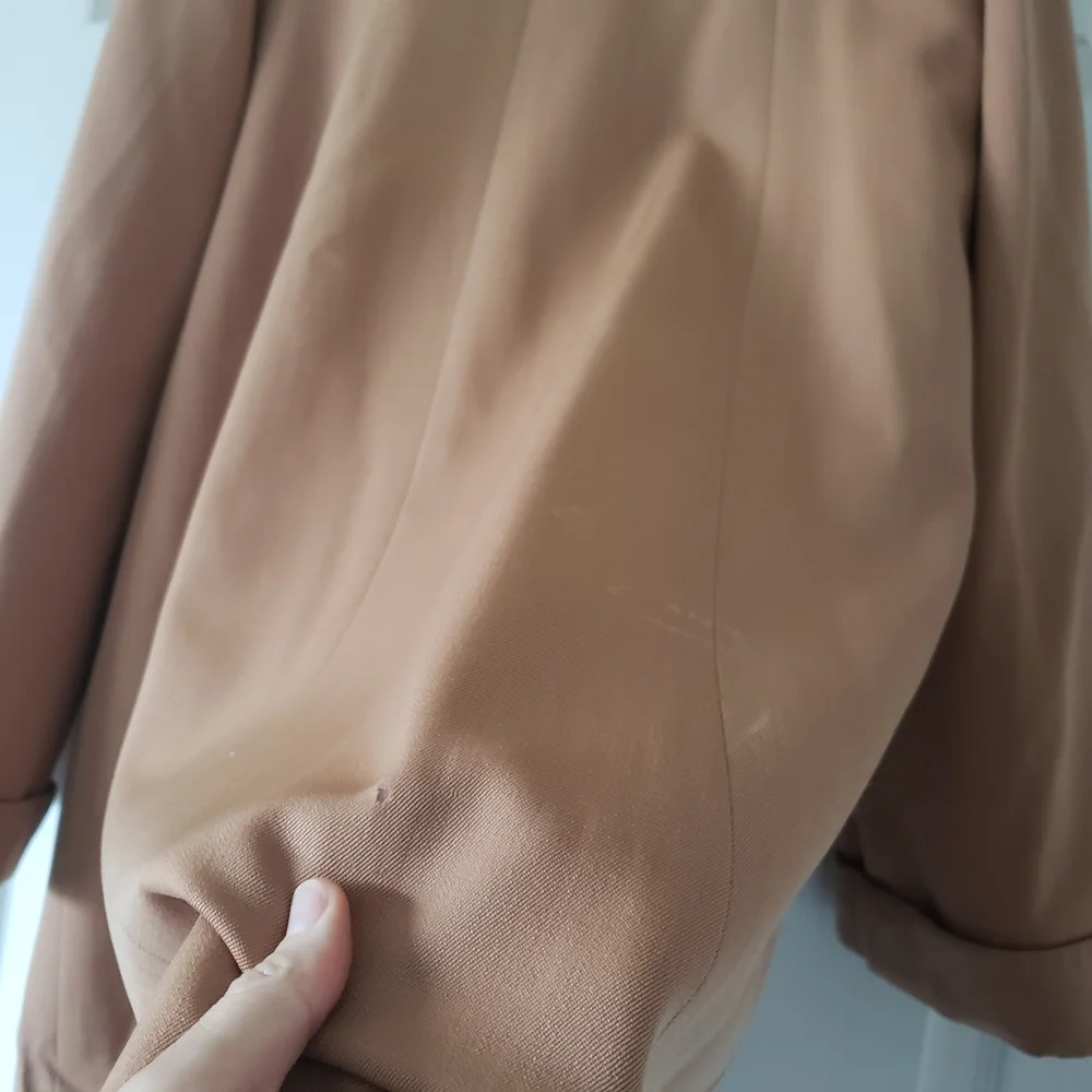 1940s 1950s Vintage Wool Camel Tan Longsleeve Car Swing Coat Lucite Button #28 - Picture 13 of 16